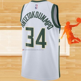 Camiseta Milwaukee Bucks Giannis Antetokounmpo NO 34 Association Blanco