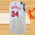 Camiseta Milwaukee Bucks Giannis Antetokounmpo NO 34 Earned Blanco