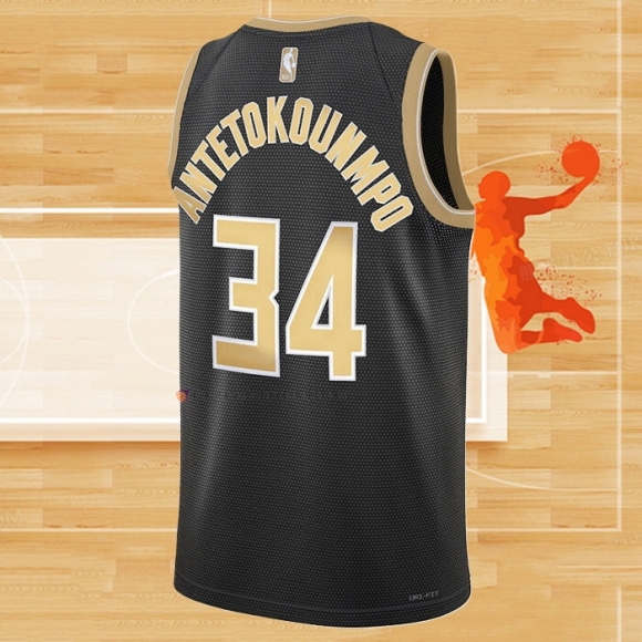 Camiseta Milwaukee Bucks Giannis Antetokounmpo NO 34 Select Series Oro Negro