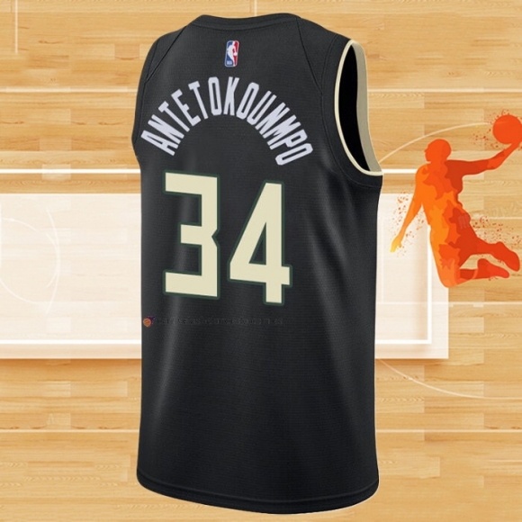 Camiseta Milwaukee Bucks Giannis Antetokounmpo NO 34 Statement 2019-20 Negro