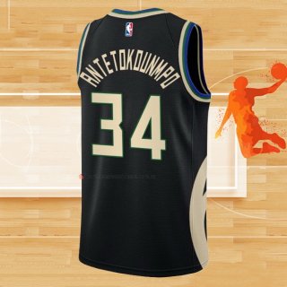 Camiseta Milwaukee Bucks Giannis Antetokounmpo NO 34 Statement 2022-23 Negro