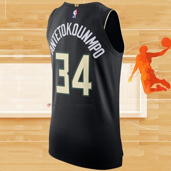 Camiseta Milwaukee Bucks Giannis Antetokounmpo NO 34 Statement Autentico Negro