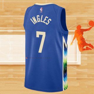 Camiseta Milwaukee Bucks Joe Ingles NO 7 Ciudad 2022-23 Azul