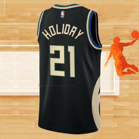 Camiseta Milwaukee Bucks Jrue Holiday NO 21 Statement 2022-23 Negro