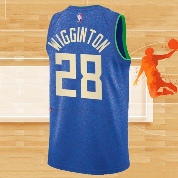 Camiseta Milwaukee Bucks Lindell Wigginton NO 28 Ciudad 2023-24 Azul