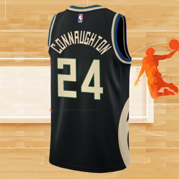 Camiseta Milwaukee Bucks Pat Connaughton NO 24 Statement 2022-23 Negro