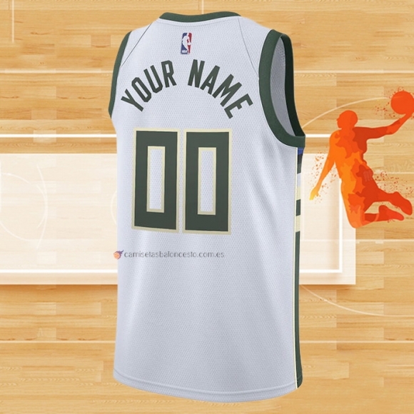 Camiseta Milwaukee Bucks Personalizada Association 2020-21 Blanco