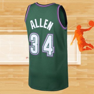 Camiseta Milwaukee Bucks Ray Allen NO 34 Mitchell & Ness 1996-97 Verde