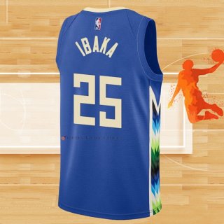 Camiseta Milwaukee Bucks Serge Ibaka NO 25 Ciudad 2022-23 Azul