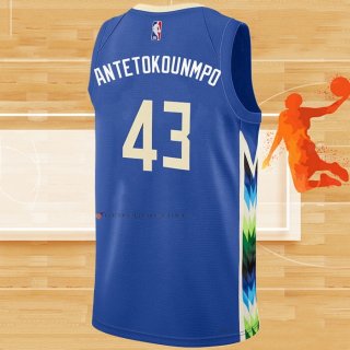 Camiseta Milwaukee Bucks Thanasis Antetokounmpo NO 43 Ciudad 2022-23 Azul