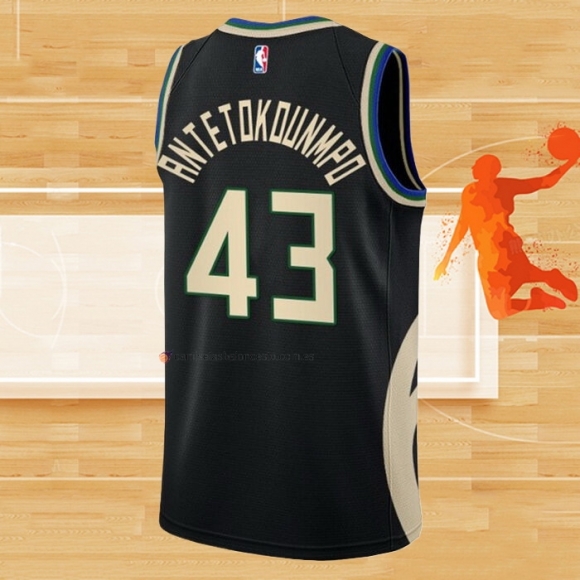 Camiseta Milwaukee Bucks Thanasis Antetokounmpo NO 43 Statement 2022-23 Negro