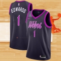 Camiseta Minnesota Timberwolves Anthony Edwards NO 1 Ciudad 2018-19 Violeta