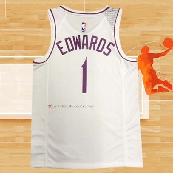 Camiseta Minnesota Timberwolves Anthony Edwards NO 1 Earned Blanco