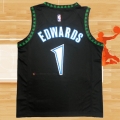 Camiseta Minnesota Timberwolves Anthony Edwards NO 1 Hardwood Classics Throwback Negro