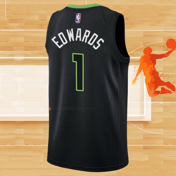 Camiseta Minnesota Timberwolves Anthony Edwards NO 1 Statement 2022-23 Negro