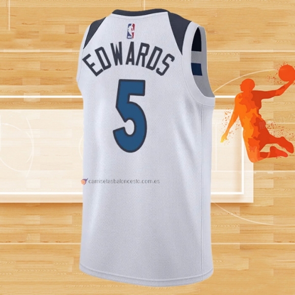 Camiseta Minnesota Timberwolves Anthony Edwards NO 5 Association 2022-23 Blanco