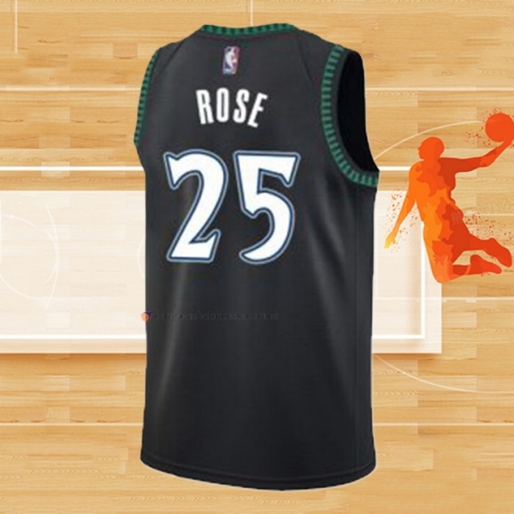 Camiseta Minnesota Timberwolves Derrick Rose NO 25 Classic Negro