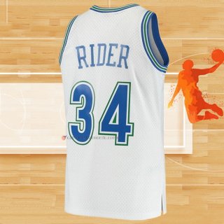 Camiseta Minnesota Timberwolves Isaiah Rider NO 34 Mitchell & Ness 1995-96 Blanco