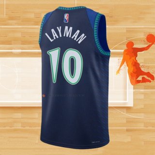 Camiseta Minnesota Timberwolves Jake Layman NO 10 Ciudad 2021-22 Azul