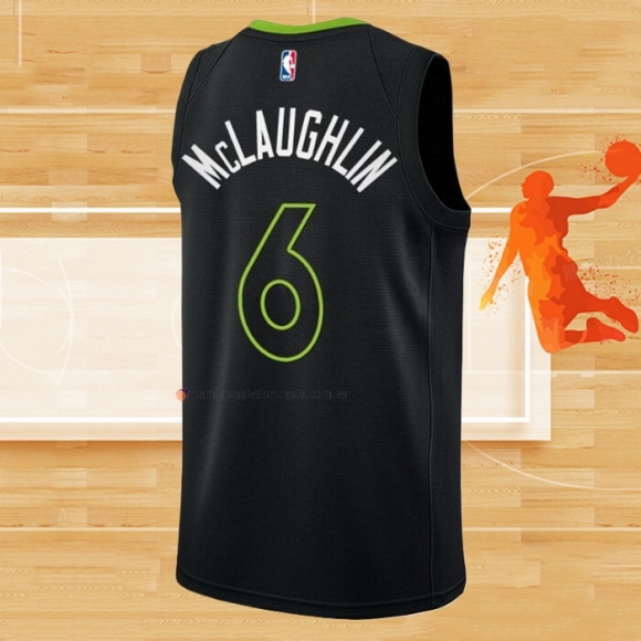 Camiseta Minnesota Timberwolves Jordan McLaughlin NO 6 Statement 2022-23 Negro