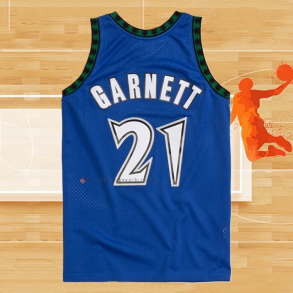 Camiseta Minnesota Timberwolves Kevin Garnett NO 21 Hardwood Classics Throwback 2003-04 Azul