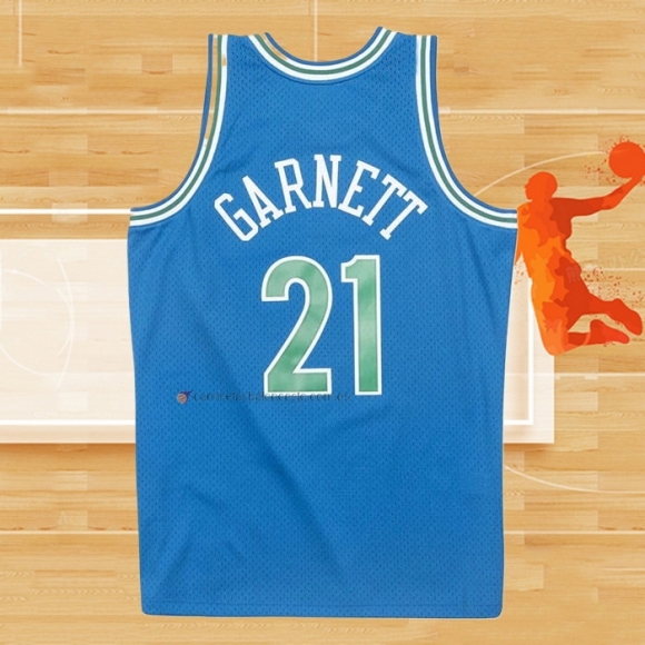 Camiseta Minnesota Timberwolves Kevin Garnett NO 21 Hardwood Classics Throwback Azul