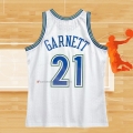 Camiseta Minnesota Timberwolves Kevin Garnett NO 21 Hardwood Classics Throwback Blanco