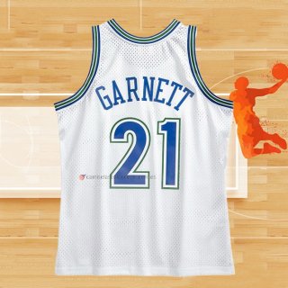 Camiseta Minnesota Timberwolves Kevin Garnett NO 21 Hardwood Classics Throwback Blanco