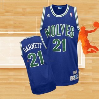 Camiseta Minnesota Timberwolves Kevin Garnett NO 21 Retro Azul2