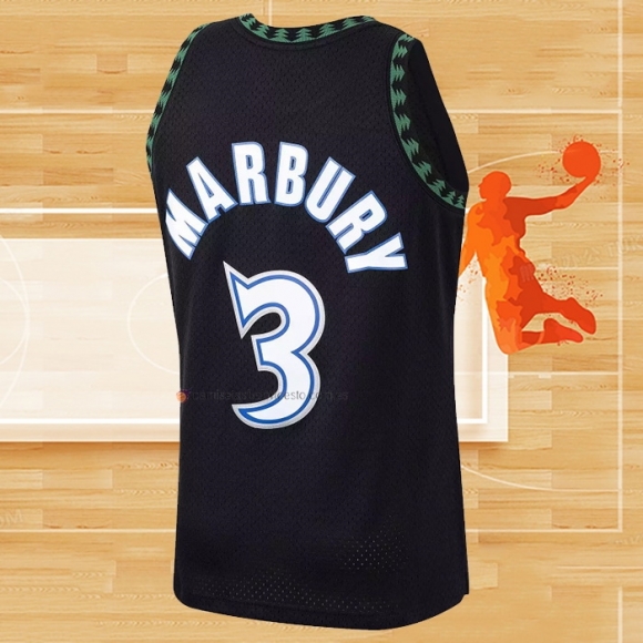 Camiseta Minnesota Timberwolves Stephon Marbury NO 3 Mitchell & Ness 1997-98 Negro