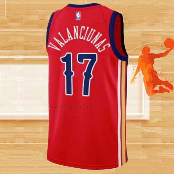 Camiseta New Orleans Pelicans Jonas Valanciunas NO 17 Statement 2023-24 Rojo