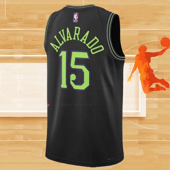 Camiseta New Orleans Pelicans Jose Alvarado NO 15 Ciudad 2023-24 Negro