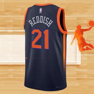 Camiseta New York Knicks Cam Reddish NO 21 Statement 2022-23 Negro