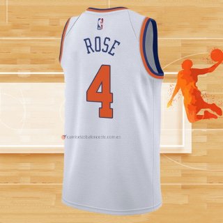 Camiseta New York Knicks Derrick Rose NO 4 Association Blanco