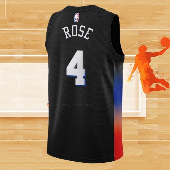 Camiseta New York Knicks Derrick Rose NO 4 Ciudad 2020-21 Negro