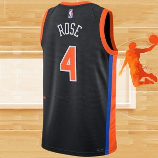 Camiseta New York Knicks Derrick Rose NO 4 Ciudad 2022-23 Negro