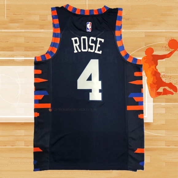 Camiseta New York Knicks Derrick Rose NO 4 Ciudad Edition 2019-20 Azul