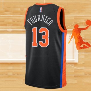 Camiseta New York Knicks Evan Fournier NO 13 Ciudad 2022-23 Negro