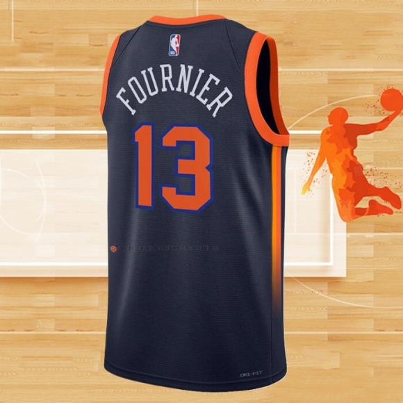 Camiseta New York Knicks Evan Fournier NO 13 Statement 2022-23 Negro