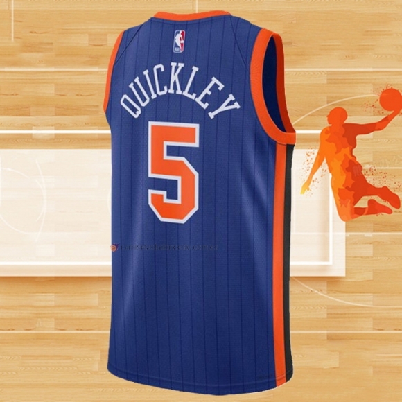 Camiseta New York Knicks Immanuel Quickley NO 5 Ciudad 2023-24 Azul