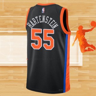 Camiseta New York Knicks Isaiah Hartenstein NO 55 Ciudad 2022-23 Negro