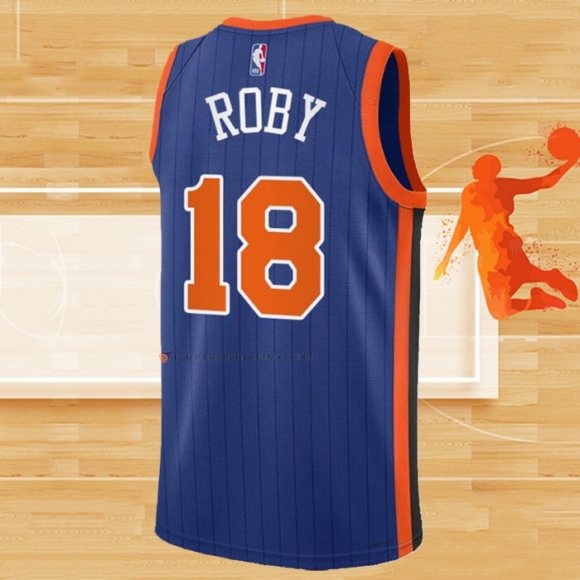 Camiseta New York Knicks Isaiah Roby NO 18 Ciudad 2023-24 Azul