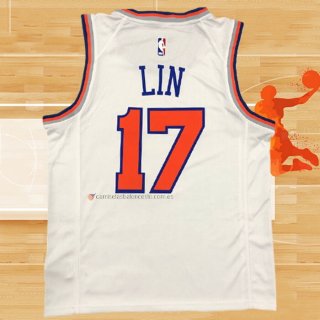 Camiseta New York Knicks Jeremy Lin NO 17 Association Blanco