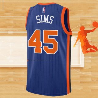 Camiseta New York Knicks Jericho Sims NO 45 Ciudad 2023-24 Azul