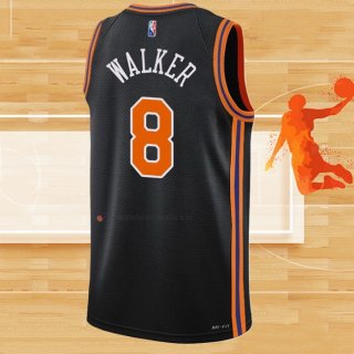 Camiseta New York Knicks Kemba Walker NO 8 Ciudad 2021-22 Negro