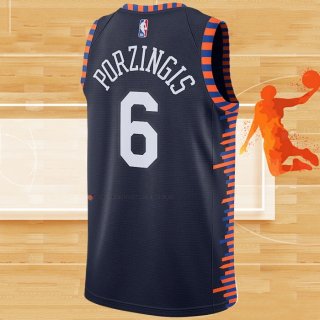 Camiseta New York Knicks Kristaps Porzingis NO 6 Ciudad Edition Azul