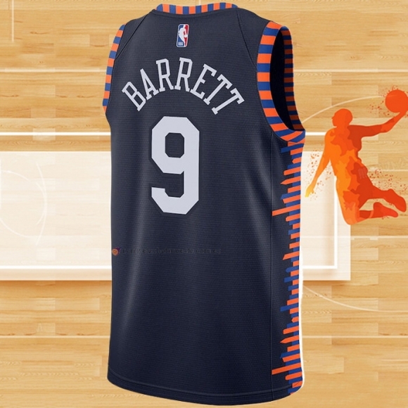 Camiseta New York Knicks RJ Barrett NO 9 Ciudad Edition 2019-20 Azul