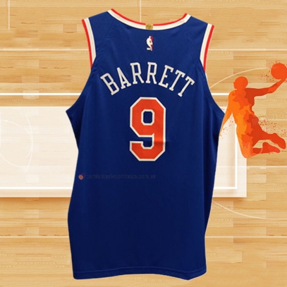 Camiseta New York Knicks RJ Barrett NO 9 Icon Autentico Azul