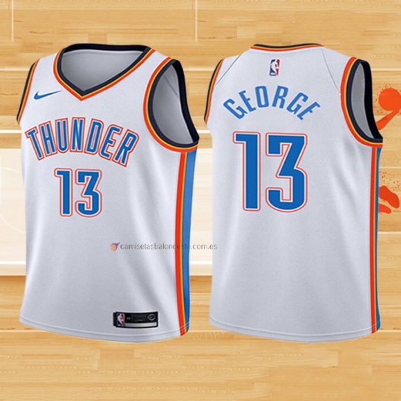 Camiseta Nino Oklahoma City Thunder Paul George NO 13 Association 2017-18 Blanco