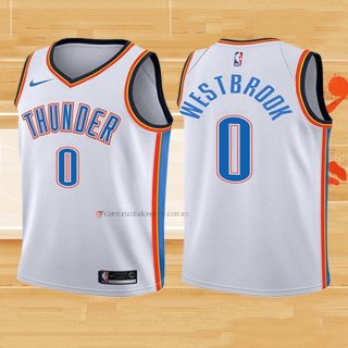 Camiseta Nino Oklahoma City Thunder Russell Westbrook NO 0 Association 2017-18 Blanco